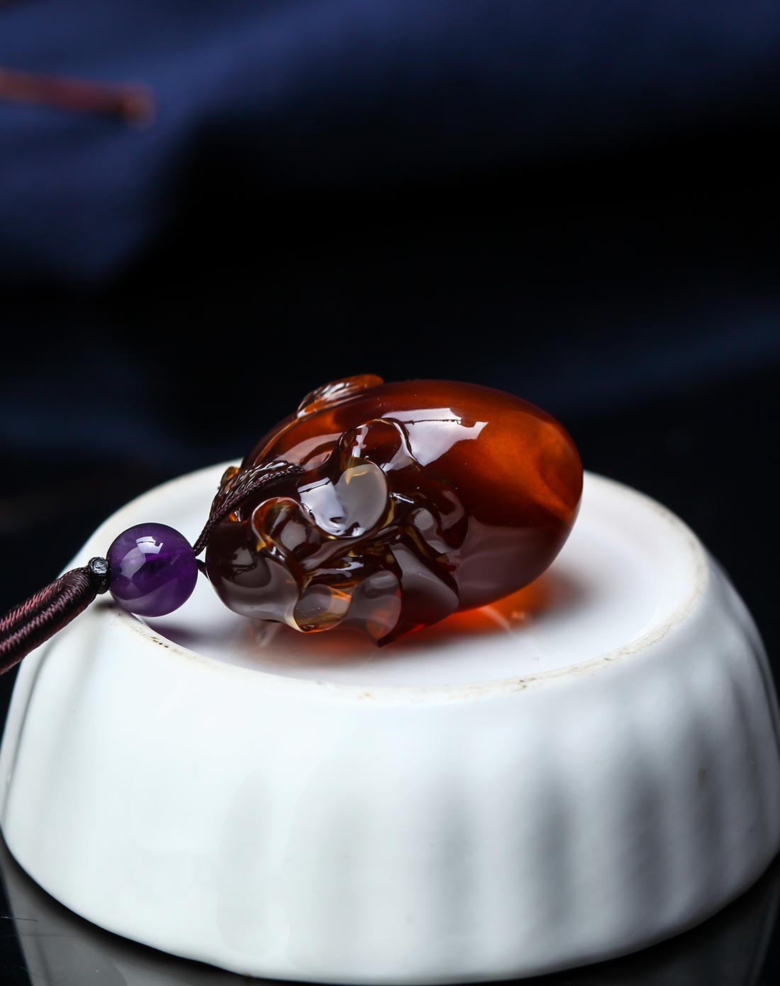 穗南 精雕缅甸琥珀 富贵钱袋琥珀挂件(配绳)10.8g