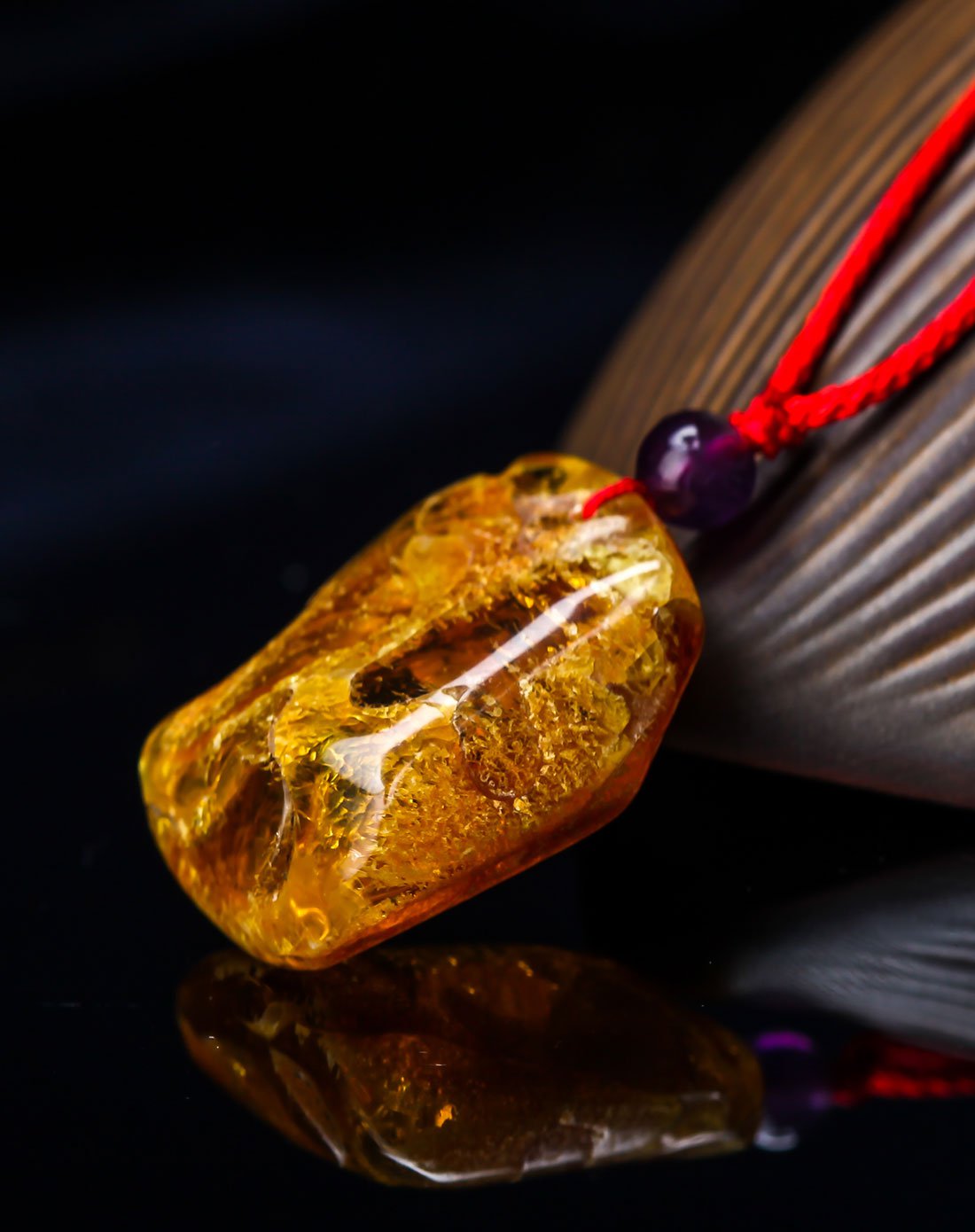 穗南 天然带皮原石 琥珀吊坠(含绳)多款可选 5-6g