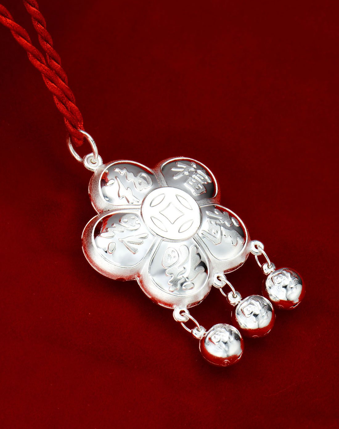 winy990足银男女宝宝锁五福钱锁9g