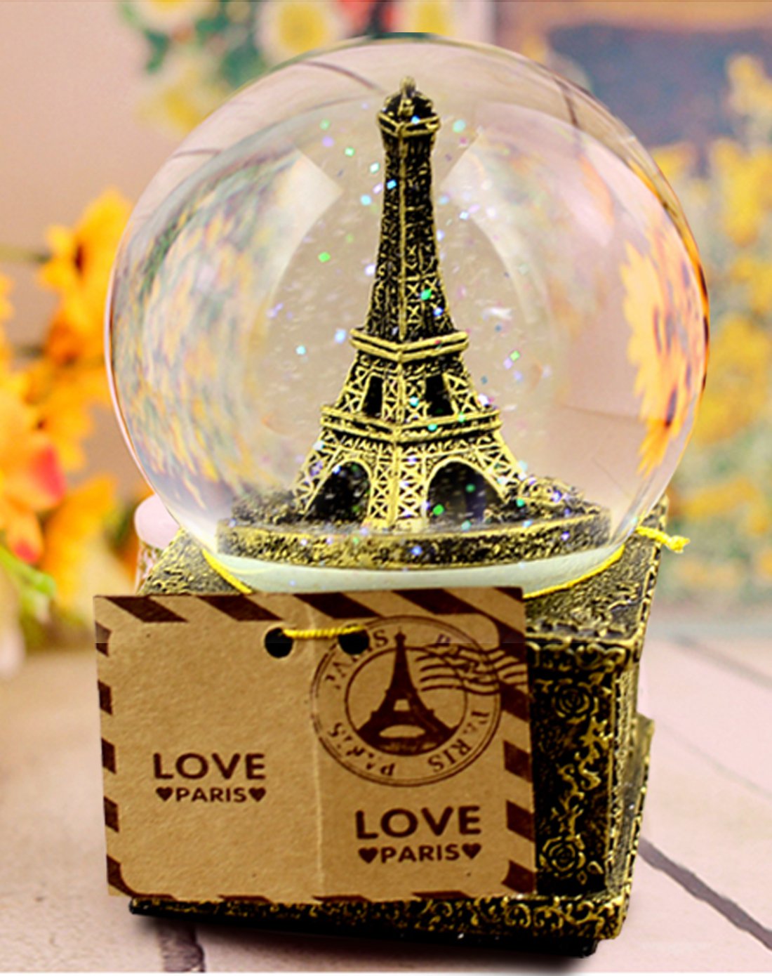 巴黎铁塔玻璃水晶球八音盒生日礼物音乐盒
