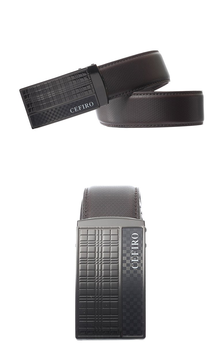 塞飞洛真皮光面简约时尚商务平滑扣男士皮带