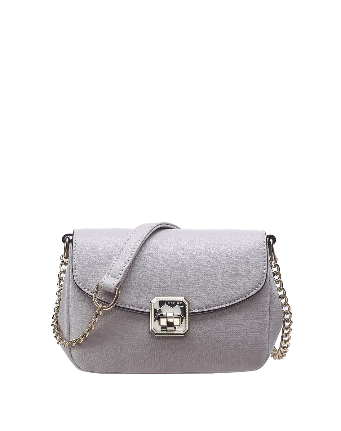 塞飞洛2017新款水饺型时尚休闲纯色pu女式斜挎包米白色