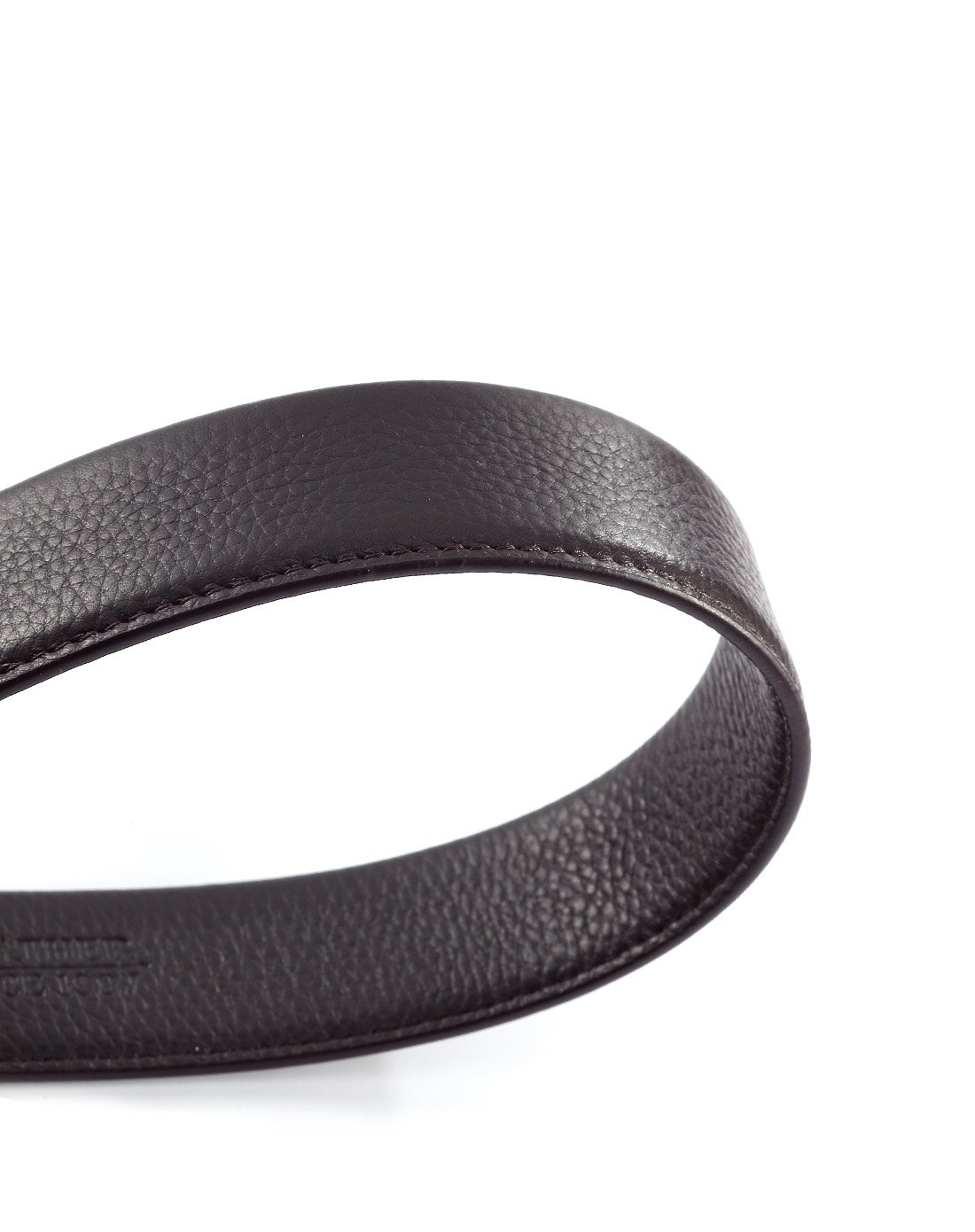 塞飞洛真皮光面简约时尚商务平滑扣男士皮带啡色