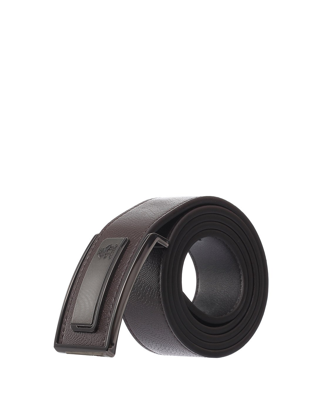 塞飞洛真皮光面平滑扣时尚商务男士皮带啡色