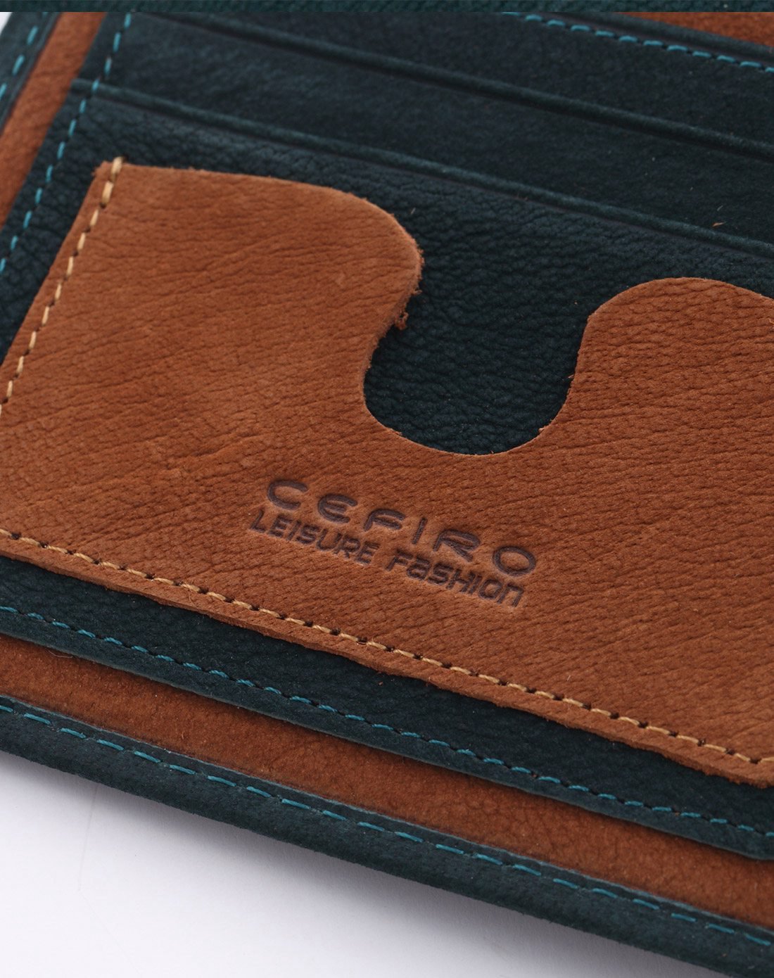 塞飞洛牛皮车缝线横款方形纯色商务男款1折钱包