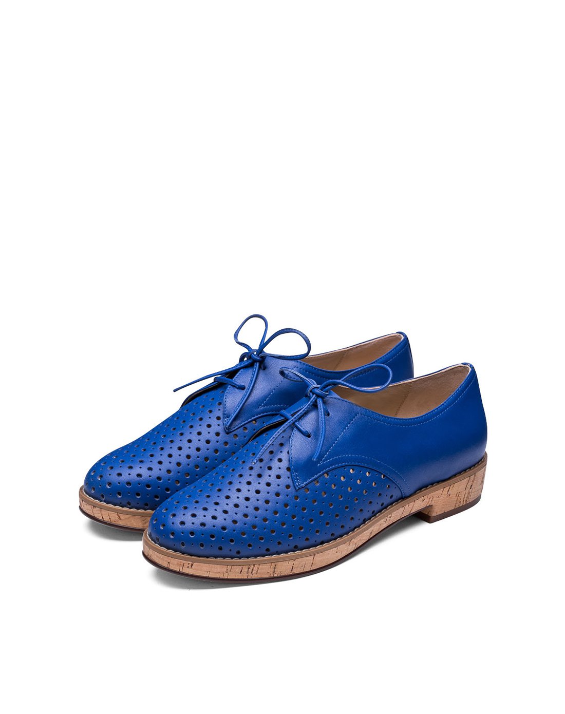 圆头平跟复古英伦风舒适透气小皮鞋蓝色