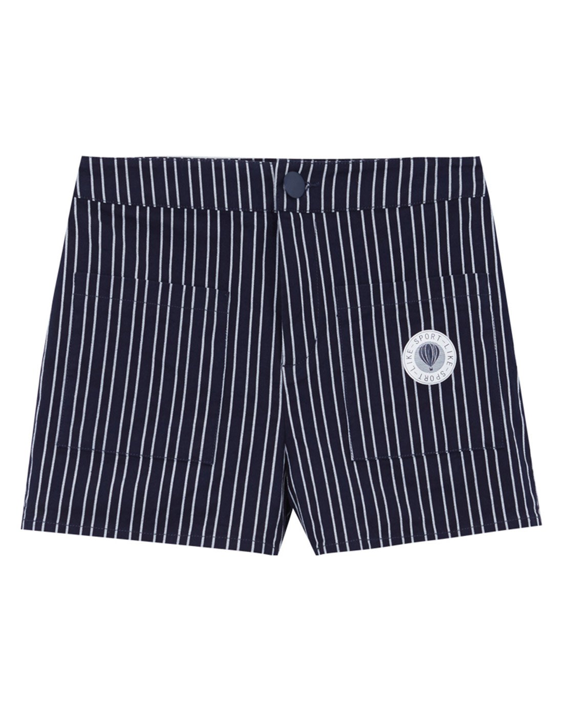 女高腰条纹短裤藏蓝组