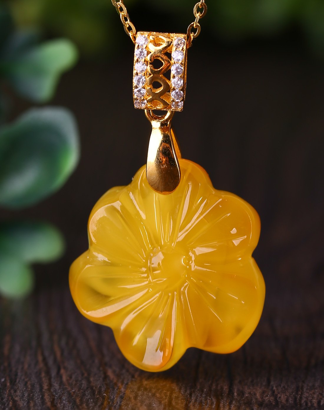 昊天925三生三世桃花香蜜蜡吊坠附证书