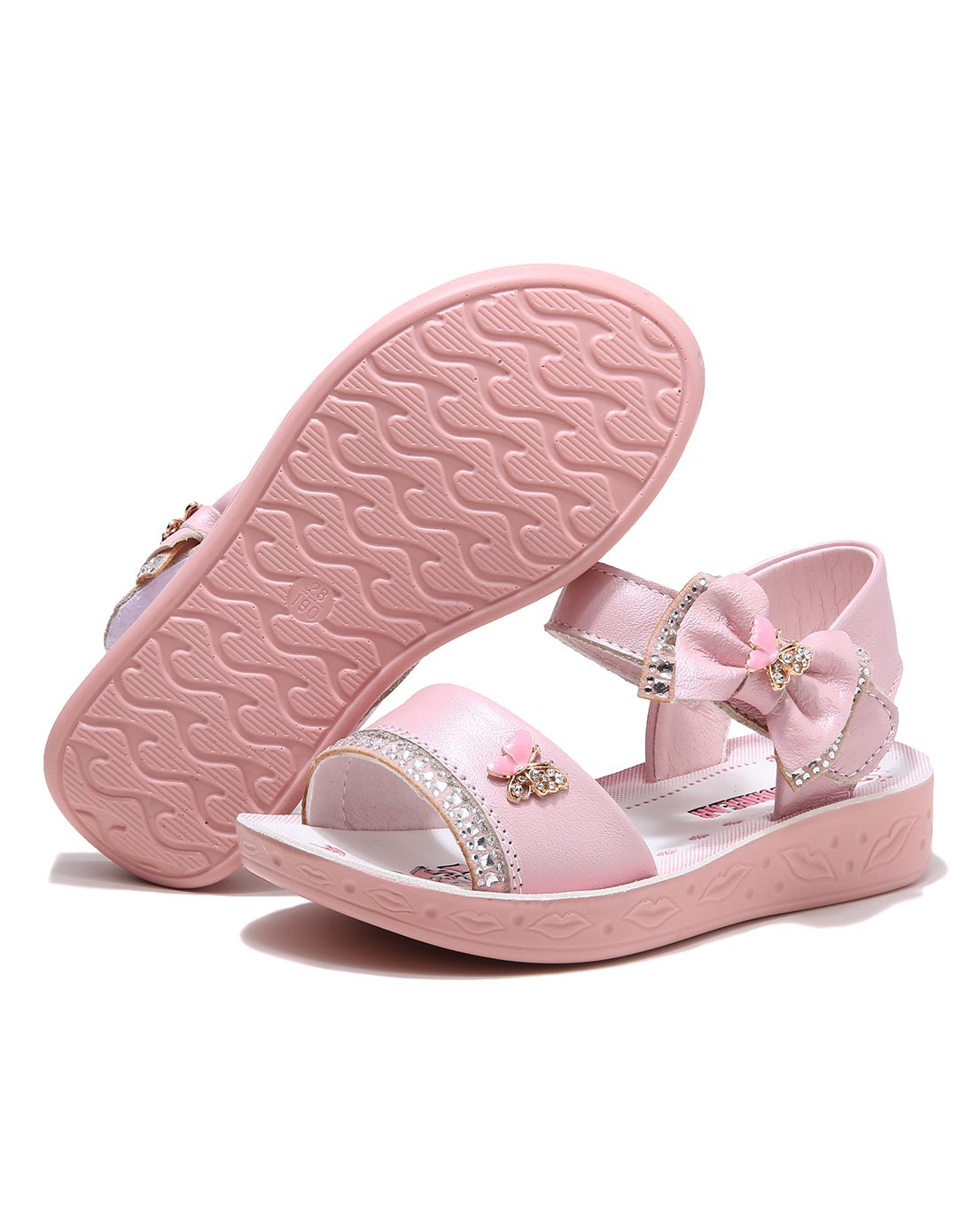 女童夏季休闲皮凉鞋粉红色