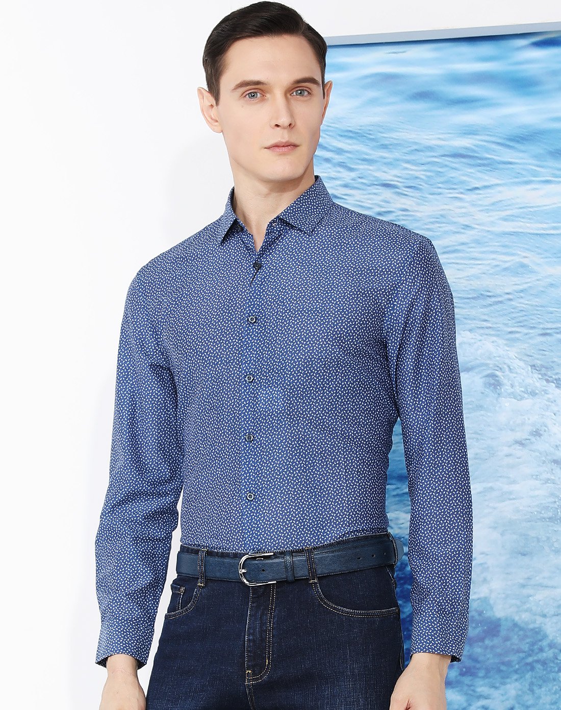 舒适亲肤透气桑蚕丝棉休闲长袖衬衫