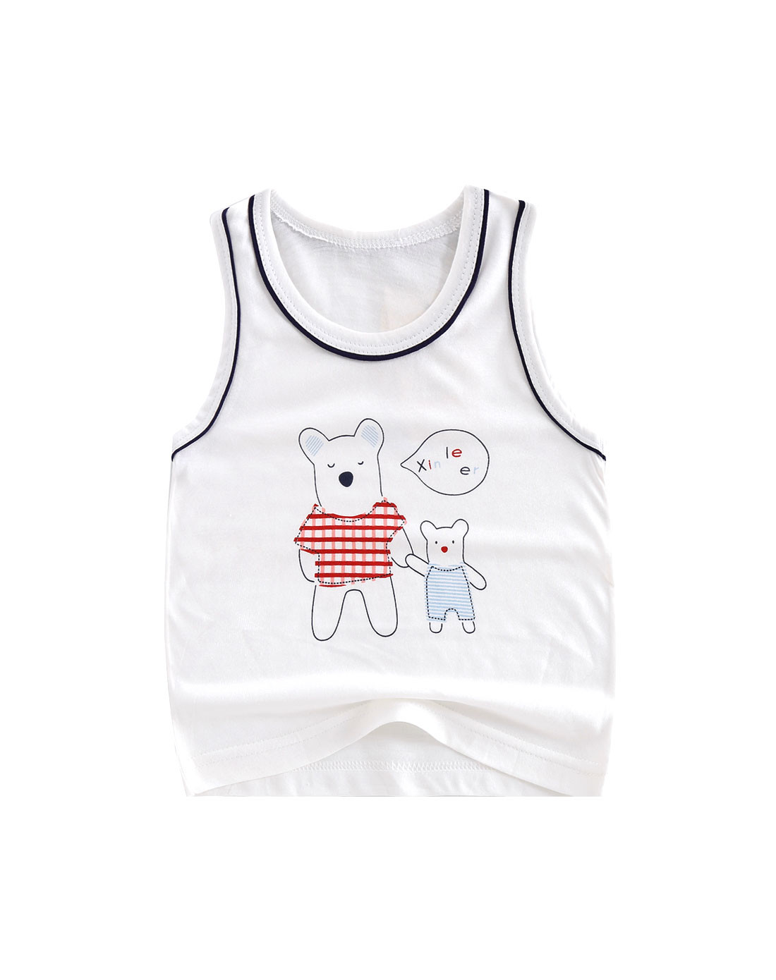 夏季中性卡通小熊单件背心红色