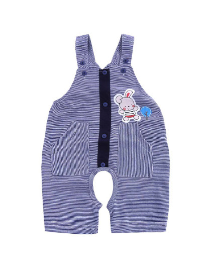 儿童夏季中性横条开档背带裤红色