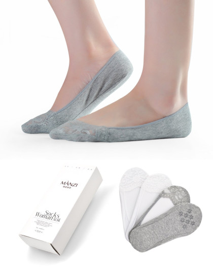 曼姿袜子专场脚尖花边硅胶防滑隐形船袜4双装c40031011_唯品会