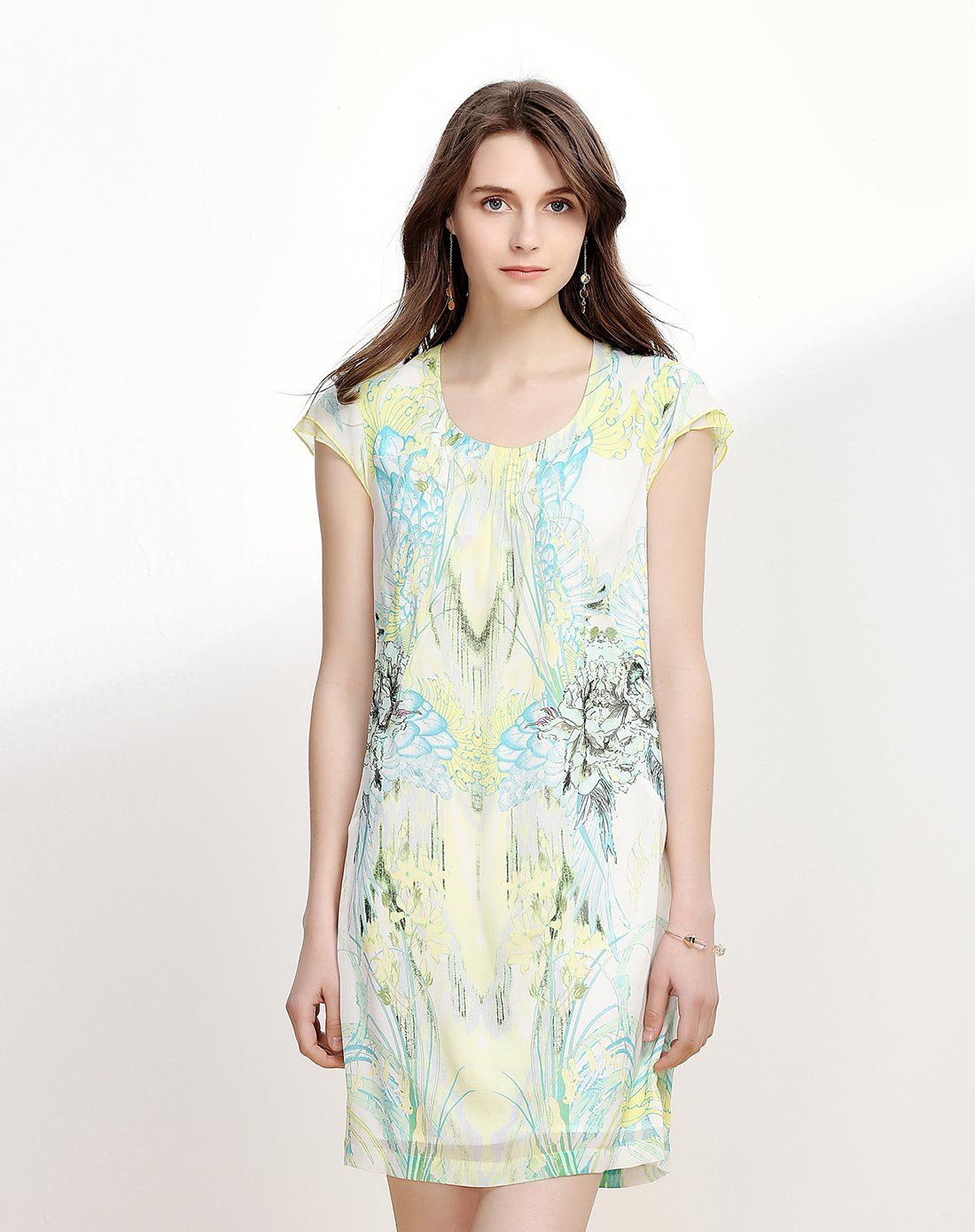 真丝休闲宽松淑女印花连衣裙