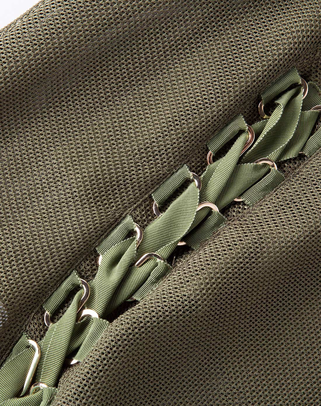 性感镂空织带环扣设计连衣裙