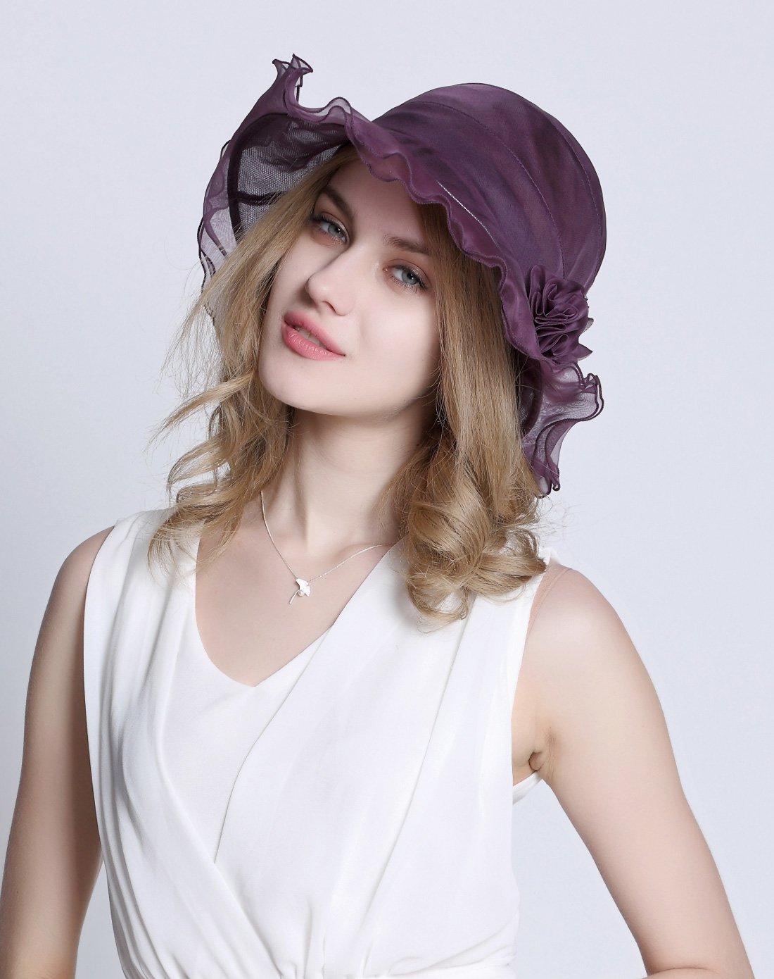 vec帽子丝巾专场vec 春夏女可折叠沙滩帽防晒真丝遮阳帽vm-503-05