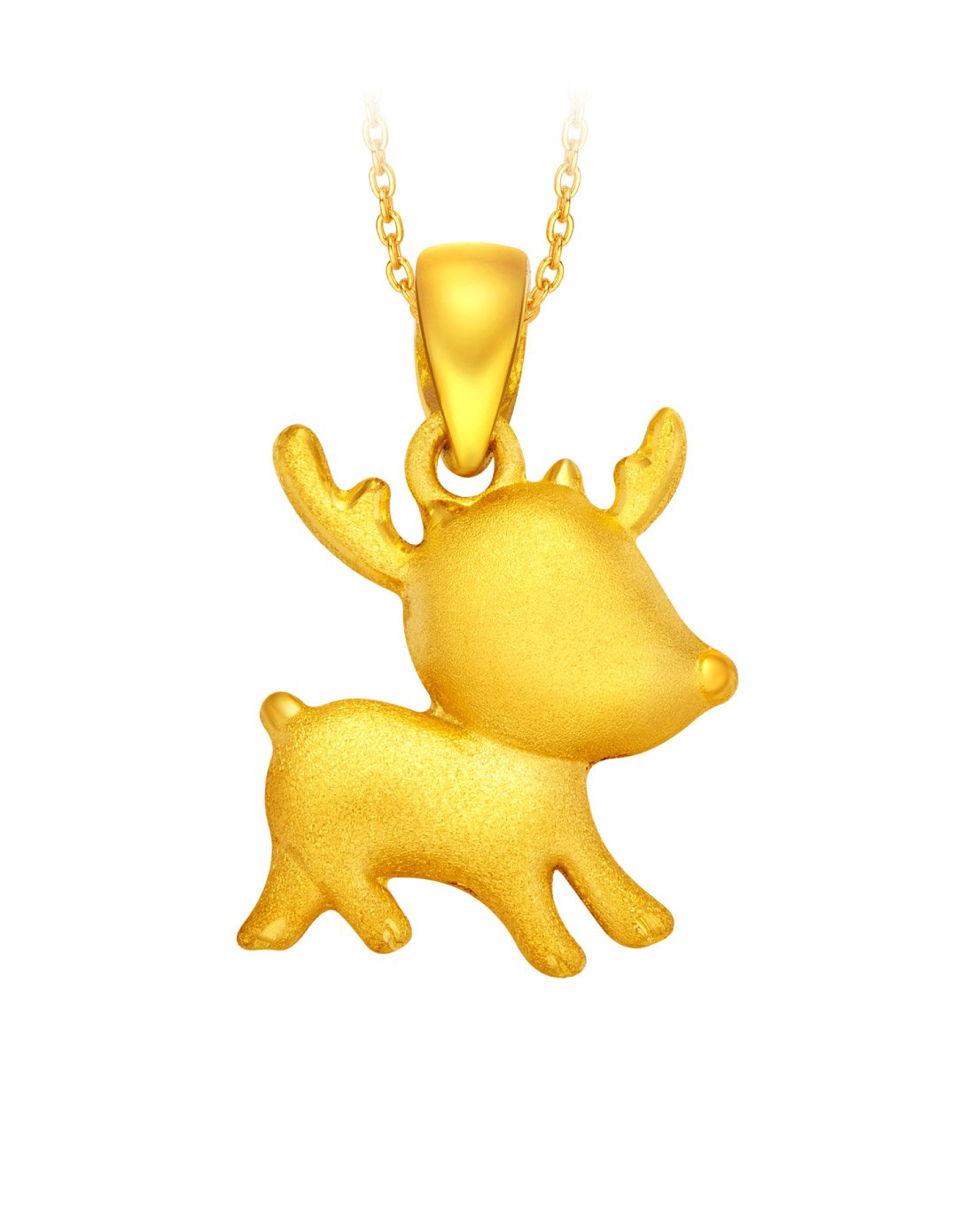 周大福 可爱小鹿黄金吊坠(不含项链)(计价)