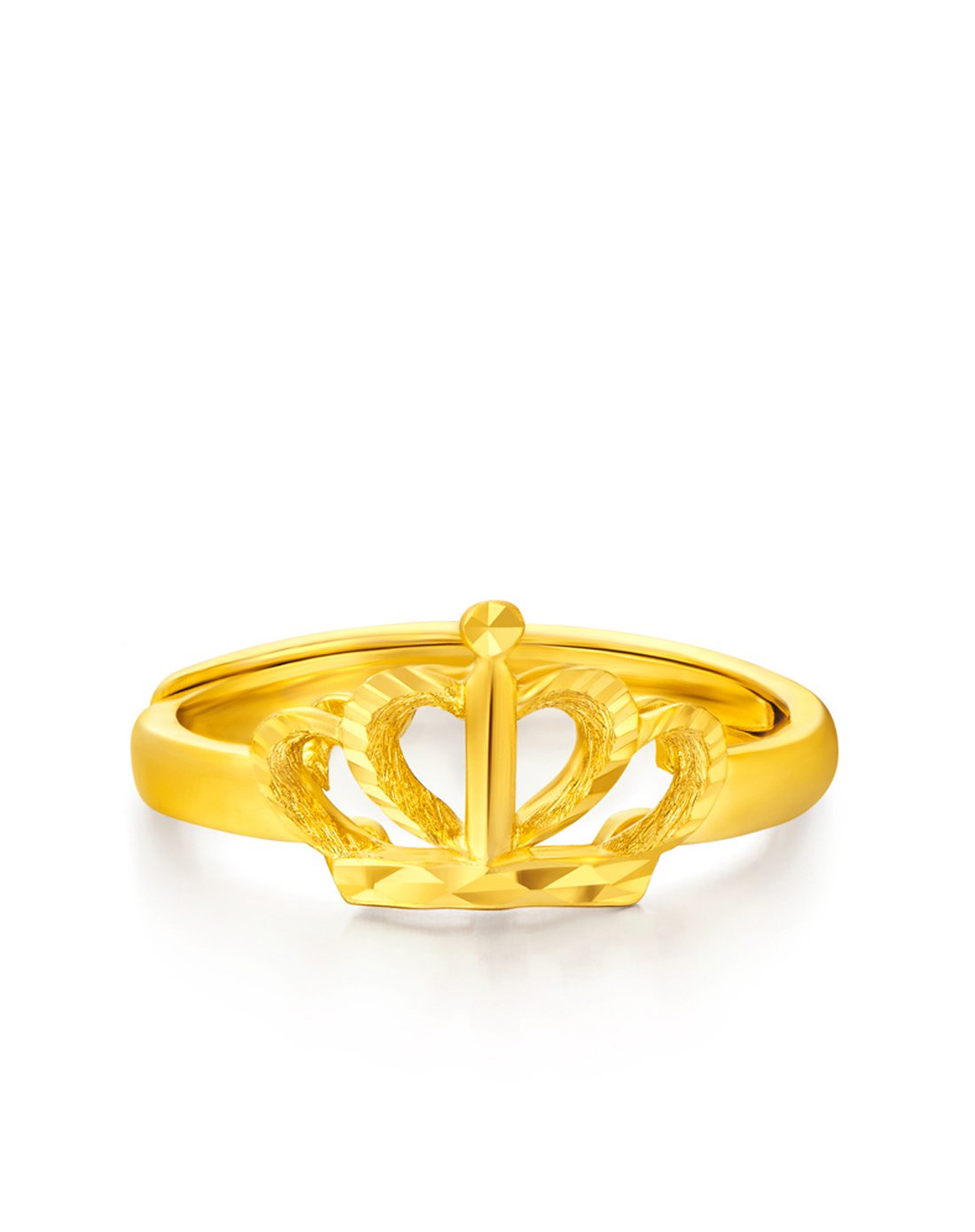 周大福 车花皇冠足金黄金戒指(计价)