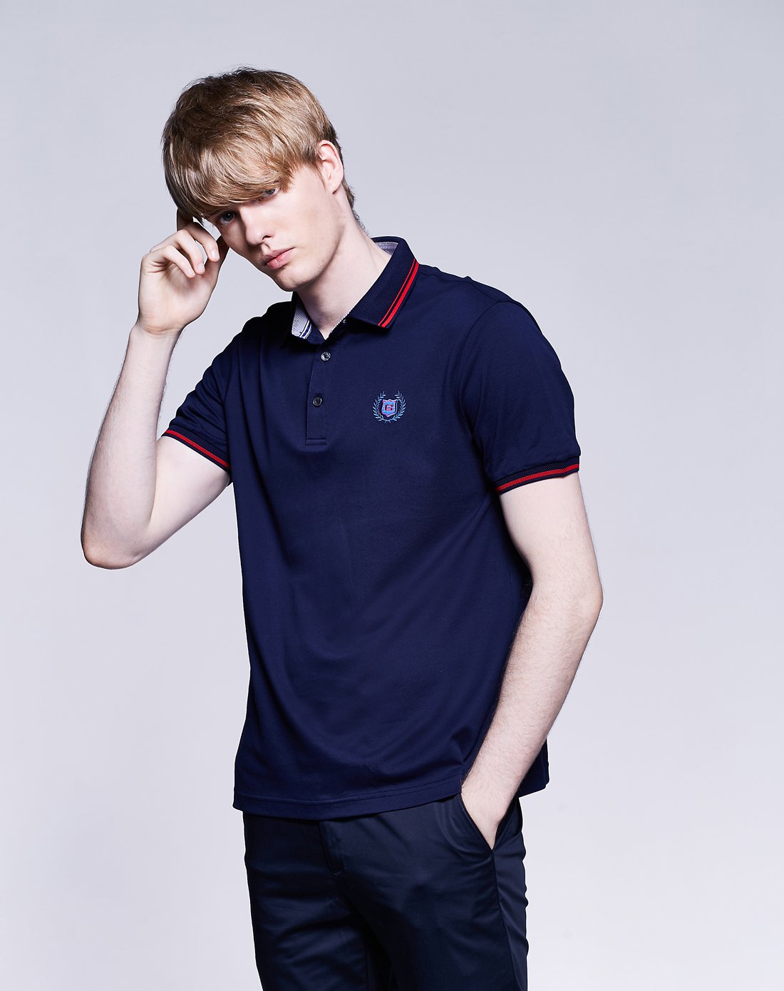 gy goldlion 金利来gy男式时尚休闲红色短袖polo衫