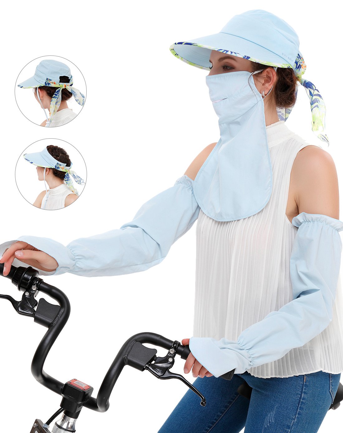 唯品专供 灿烂夏花户外骑行防晒三件套