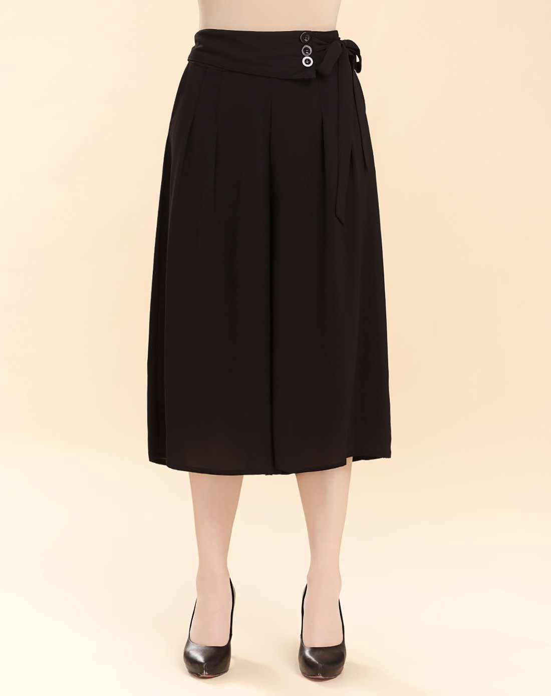 风采韵妈-帕丝特中老年女装妈妈装夏季新款时尚压褶系腰带雪纺七分裤p