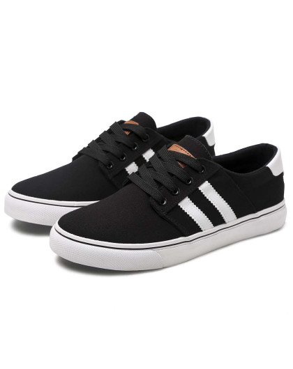 经典 男款 双斜杠休闲板鞋帆布鞋黑