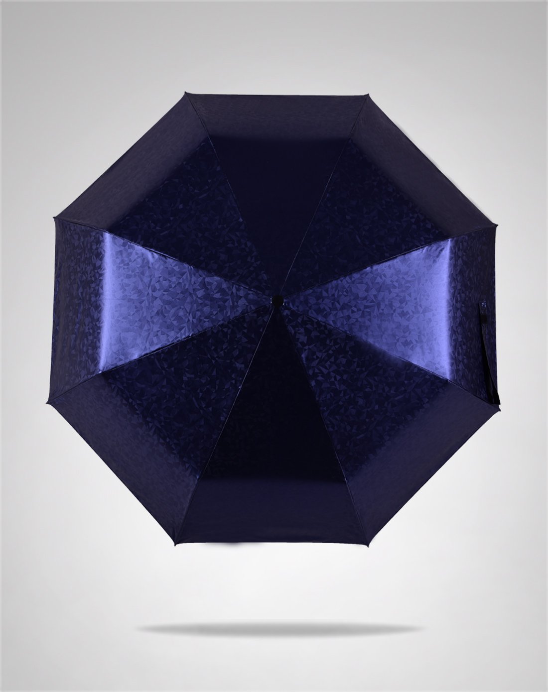 精致简约不规则暗纹三折黑胶防晒格纹晴雨伞