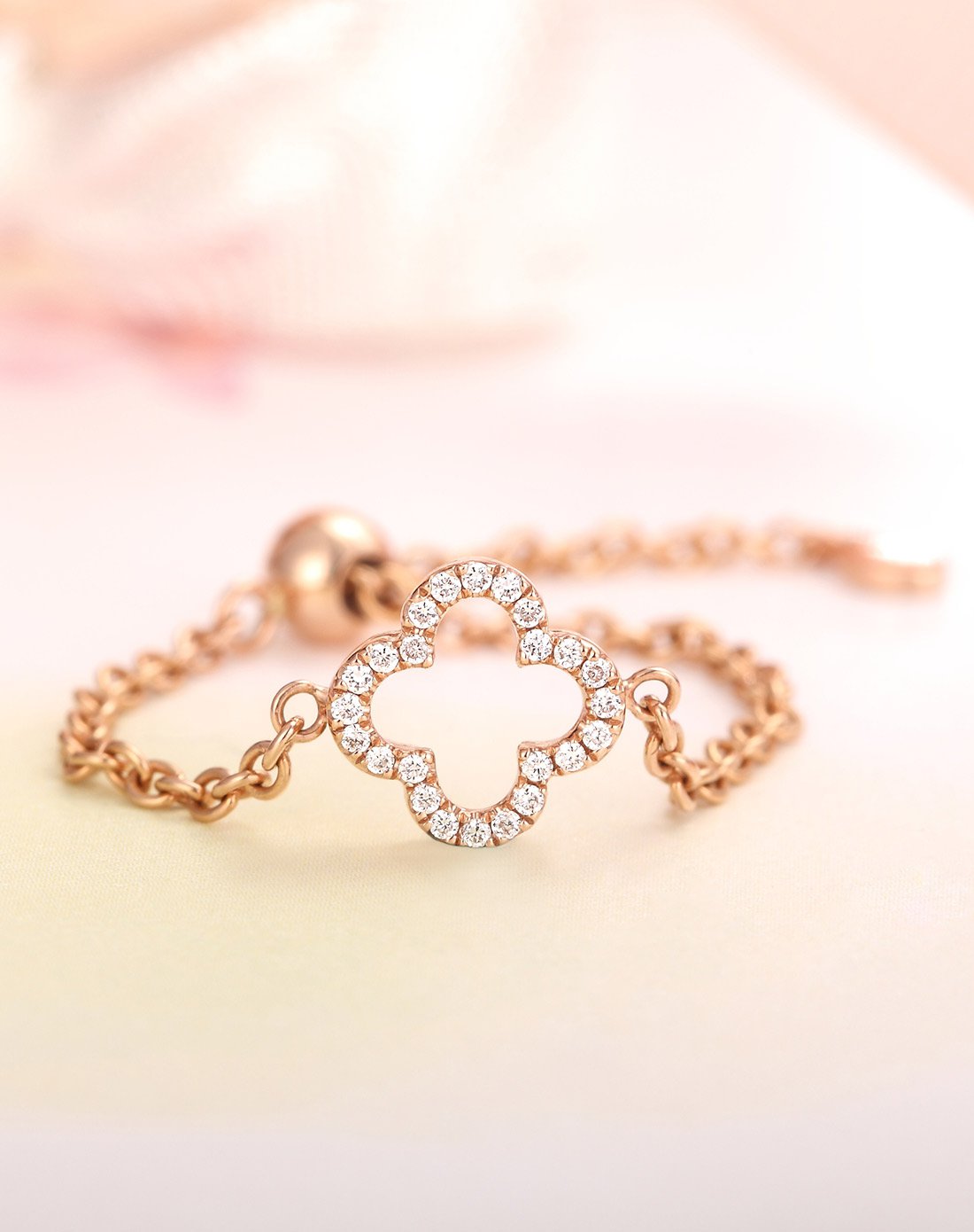 大小可调 时尚18k金钻石链戒