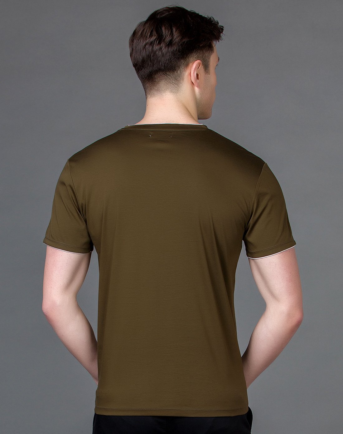 高支丝光棉短袖深果绿