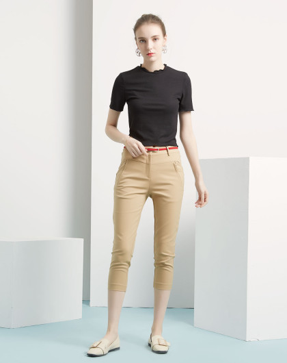 艾芮丝·弗瑞蒂克素色紧身七分打底裤yq00009874_唯品会