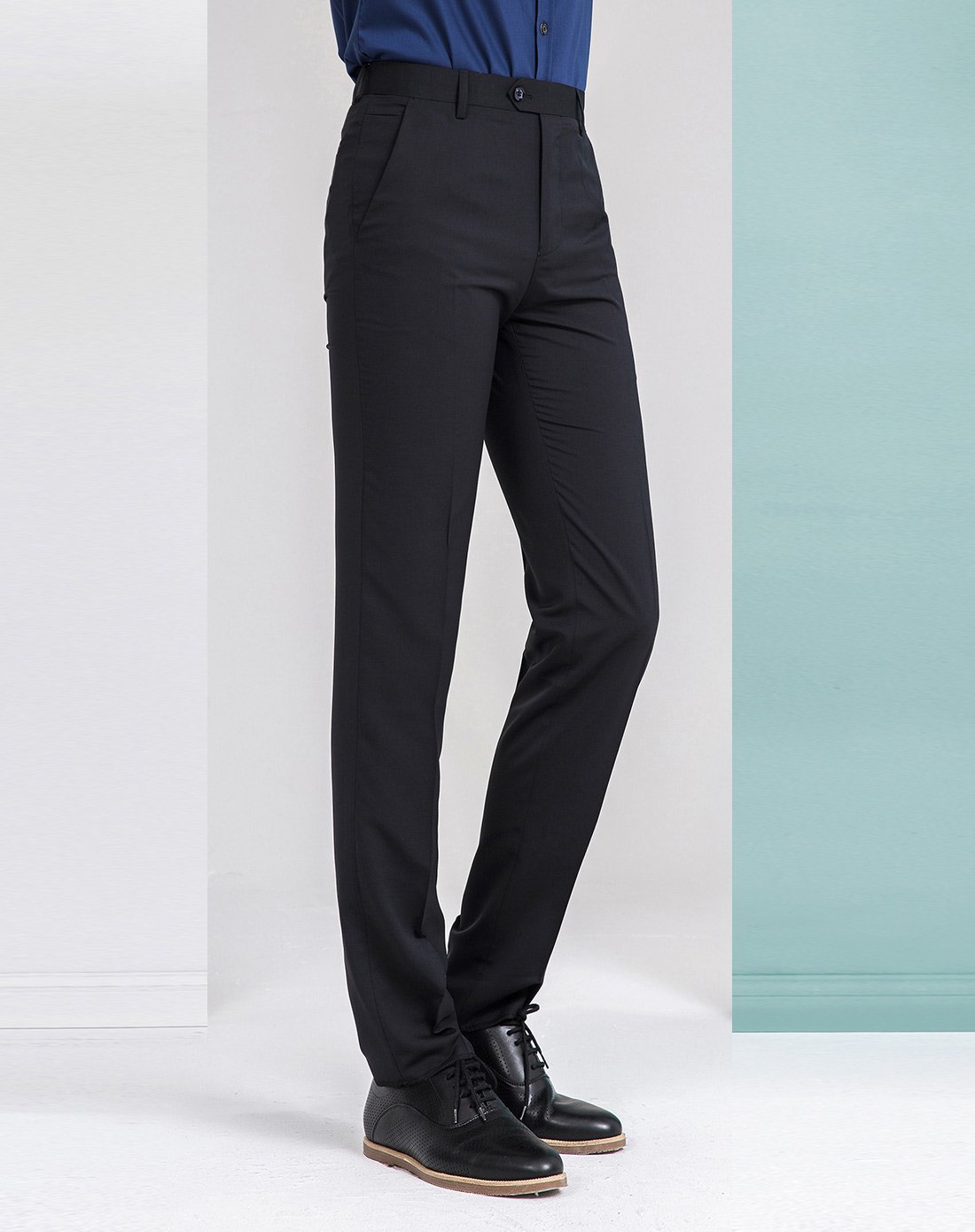 商务系列 爽滑垂顺经典正装西裤蓝色