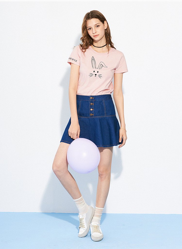 【可爱兔子印花】时尚女装t恤短袖