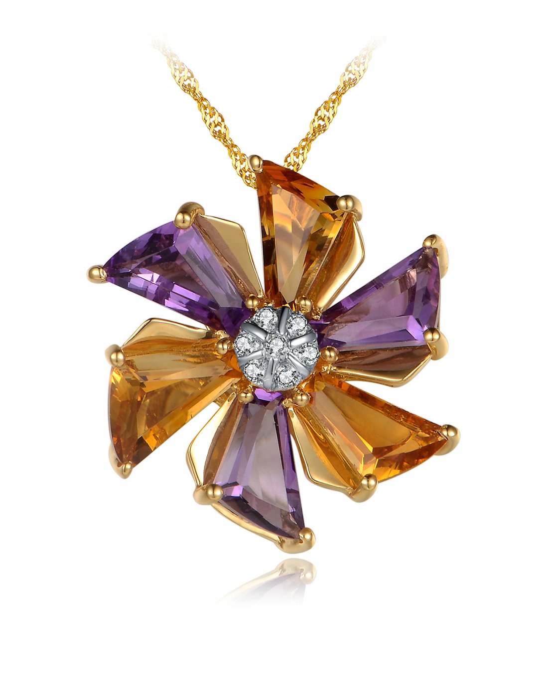 彩宝大师enzo珠宝专场enzo 彩虹系列 18k黄金双色彩宝吊坠p6003567ycs