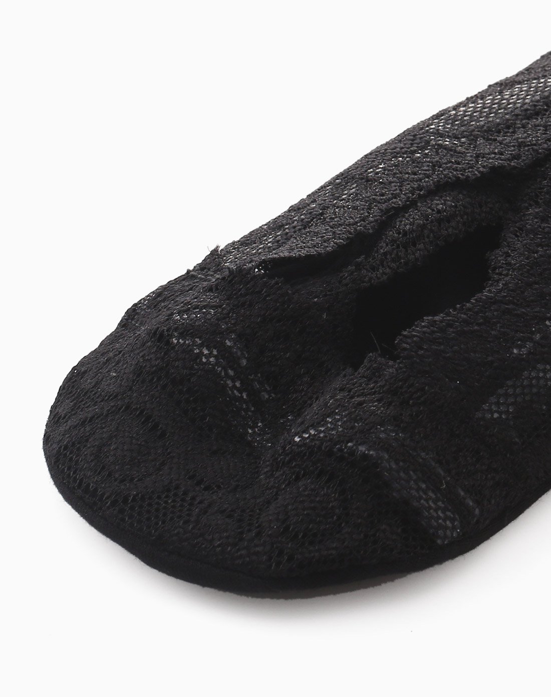 女款黑色蕾丝船袜(4入)