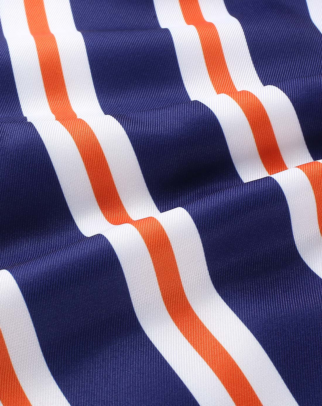 新款休闲高腰经典撞色条纹短裤花橙