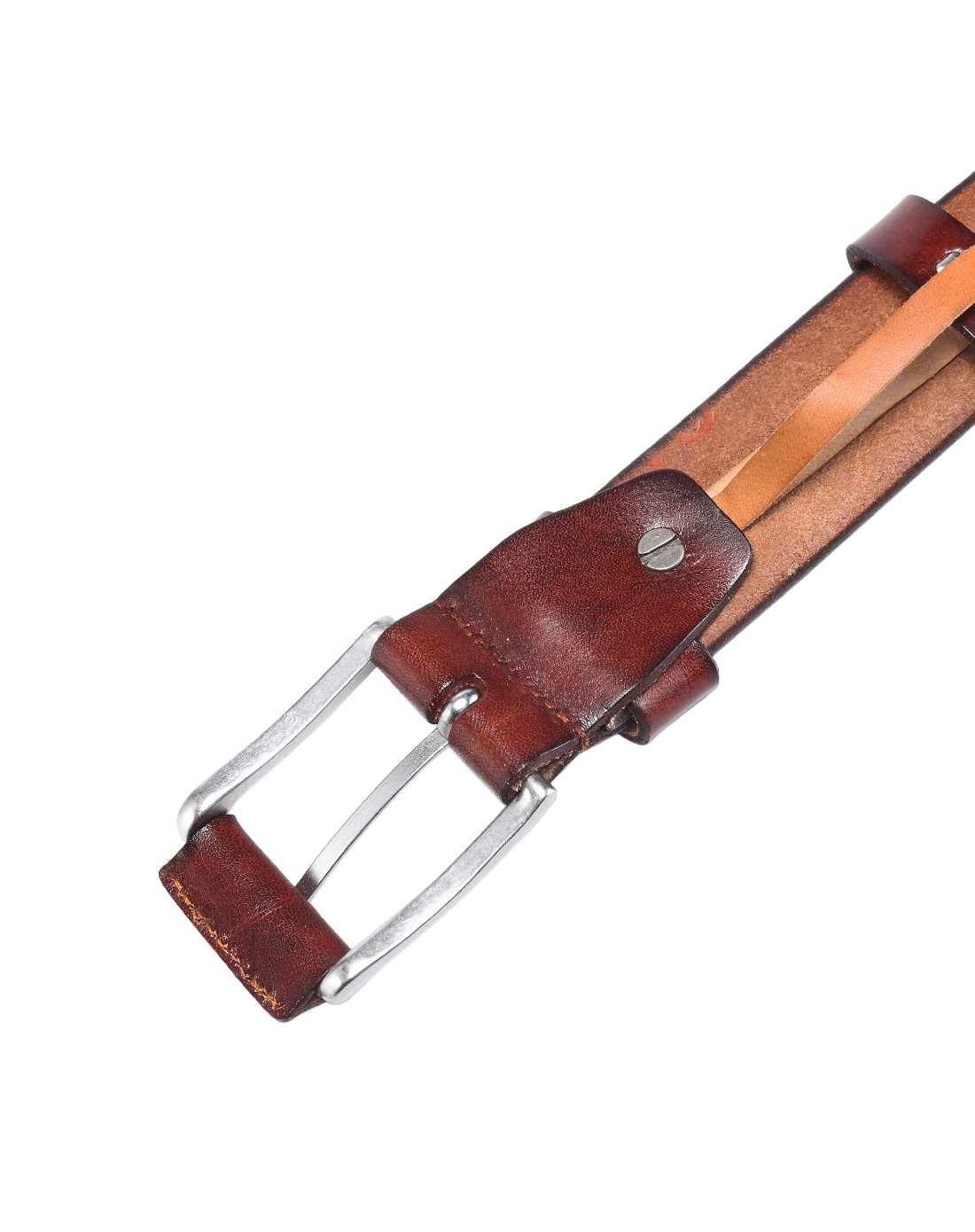 休闲复古针扣头层黄牛皮皮带