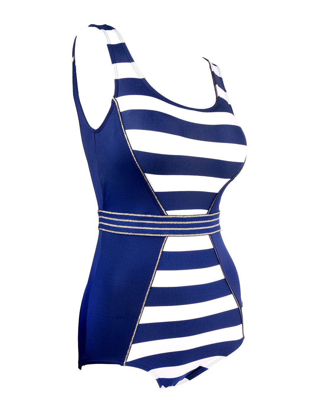 安莉芳性感聚拢厚杯连体泳衣藏青色