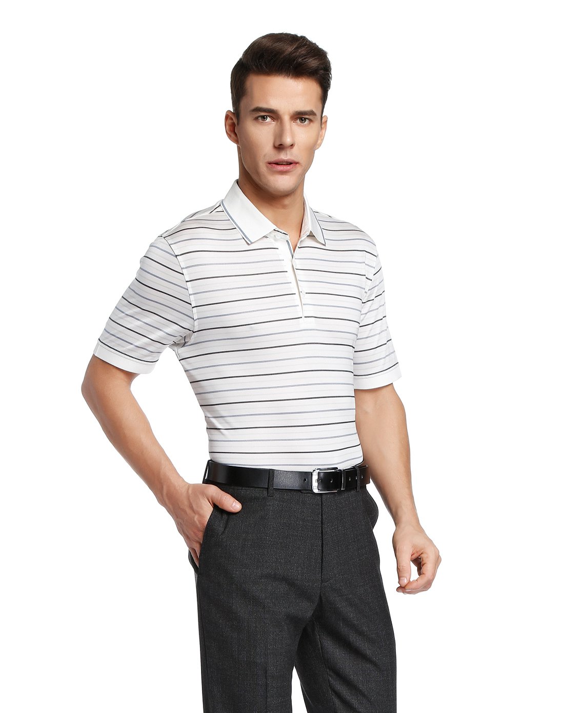 正装条纹柔肤短袖t恤