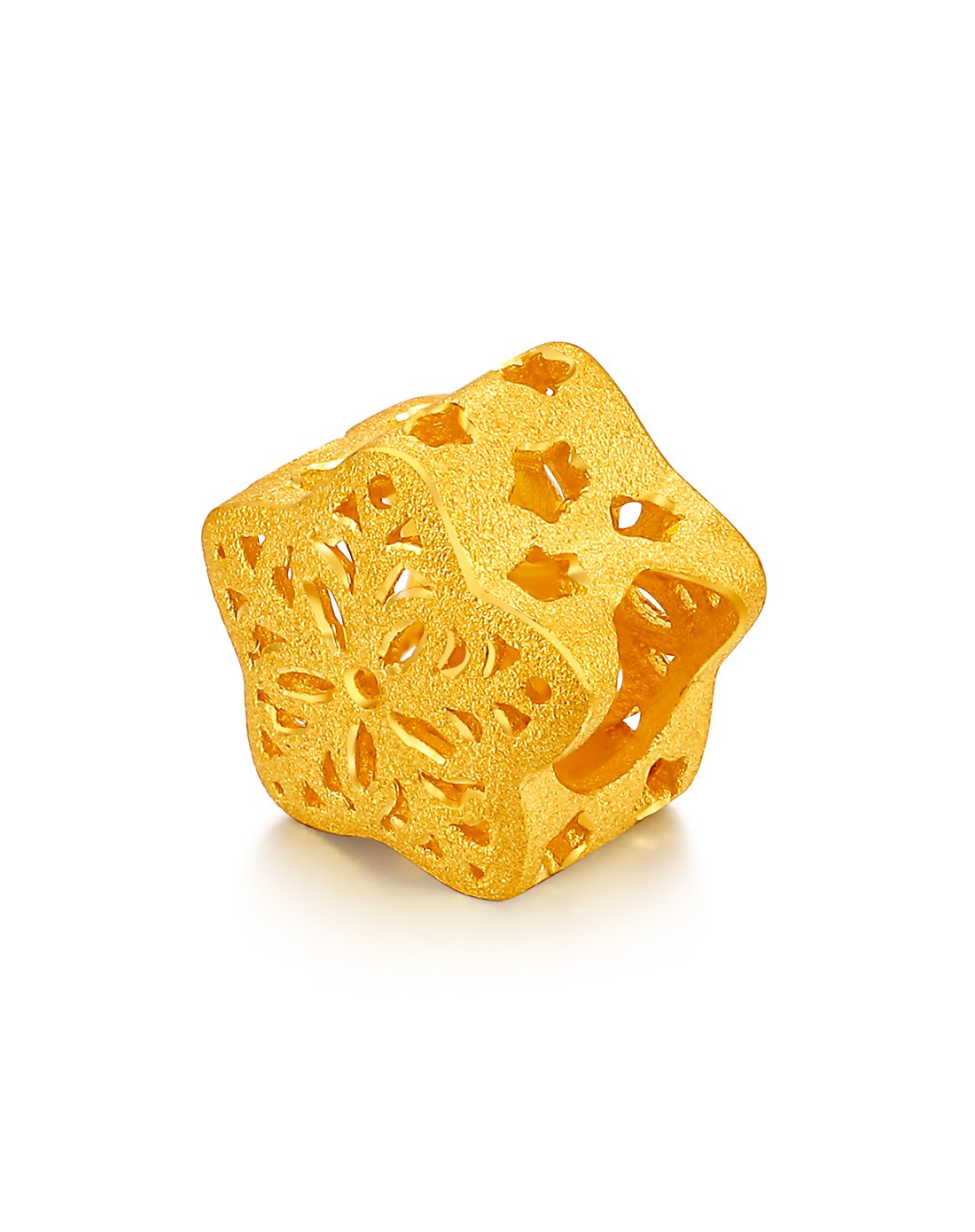 千年cemni|足金黄金挂坠 时尚通透镂空工艺五角星转运珠