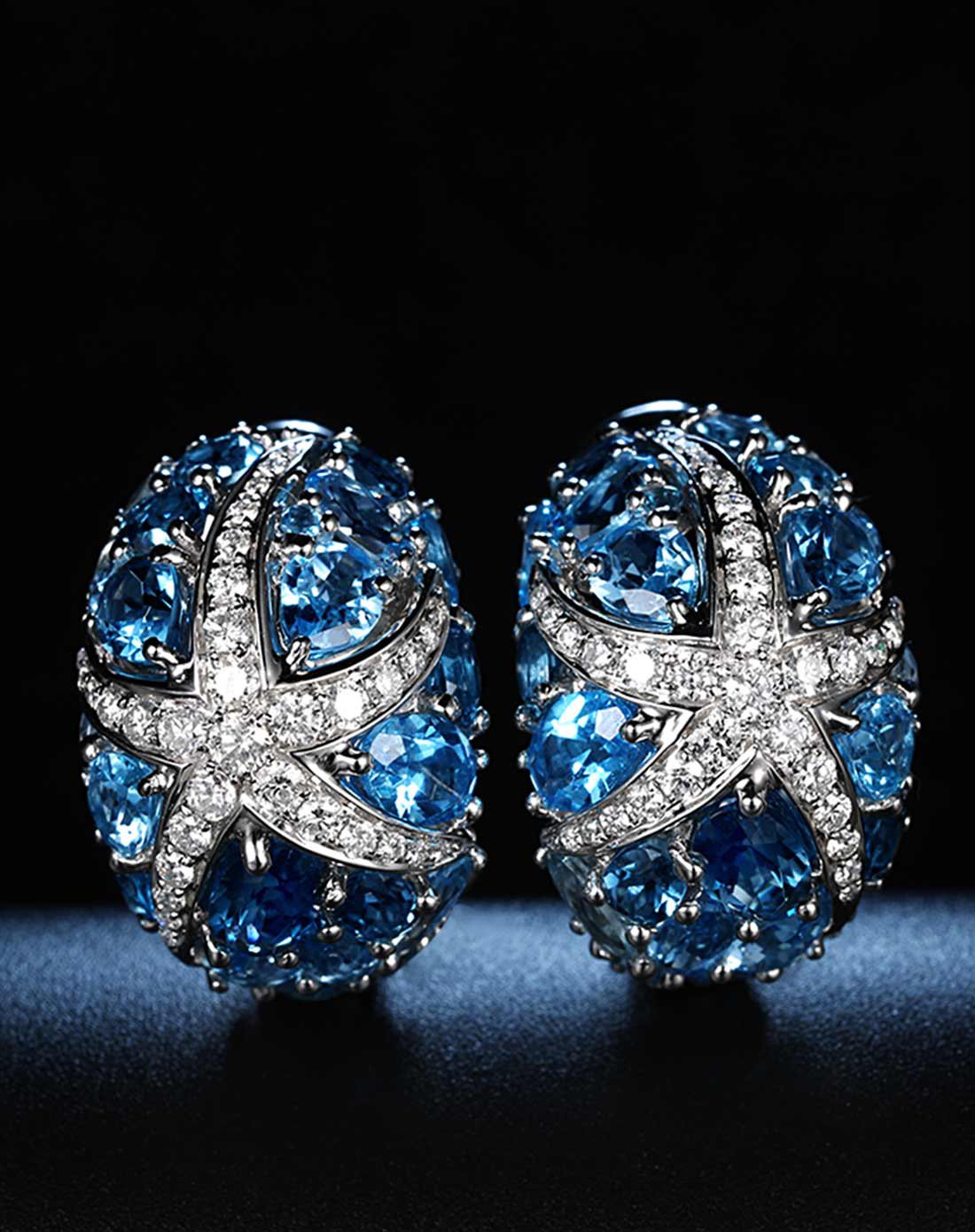 彩宝大师enzo珠宝专场enzo 海洋系列 18k金(白)双色彩宝耳饰e11290c