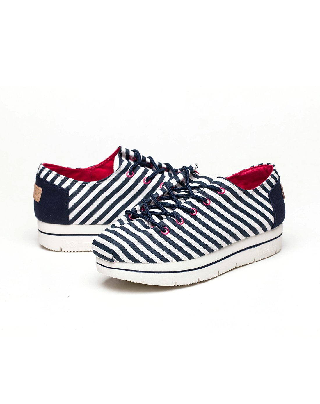 2017春季新品条纹帆布鞋厚底系带鞋子松糕跟百搭布鞋