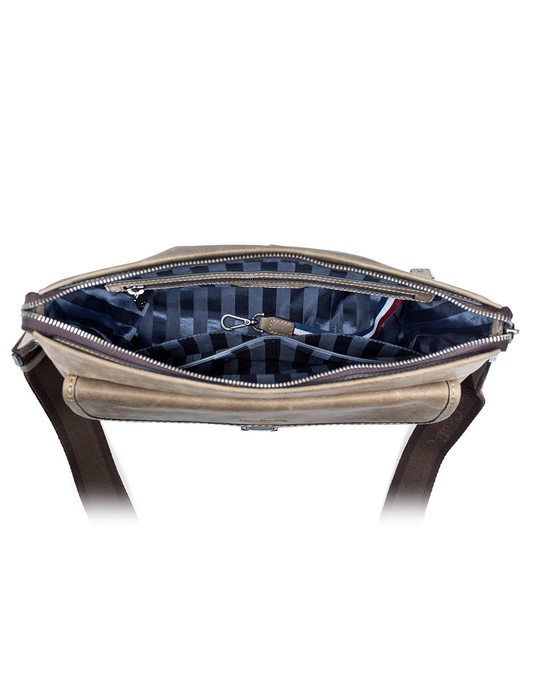 男士双色头层牛皮防盗扣拉链简约斜挎包