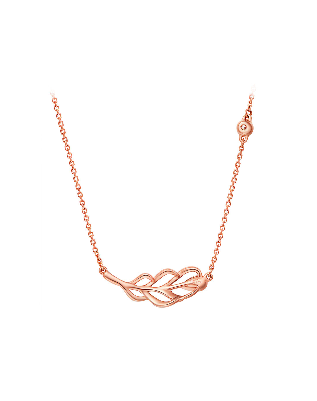 周大福 爱情羽毛18k金镶钻石项链(定价)