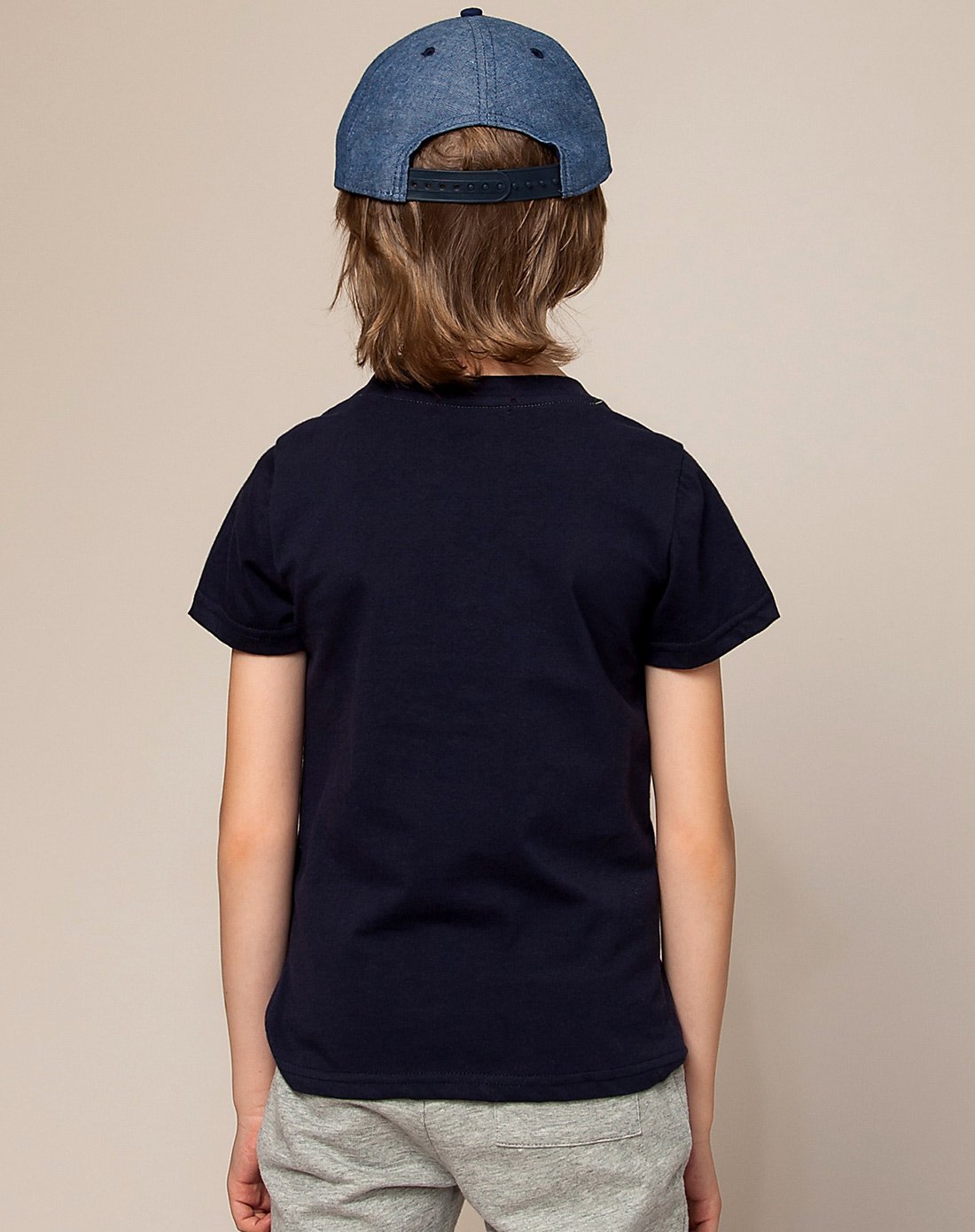 男童时尚短袖圆领衫藏蓝