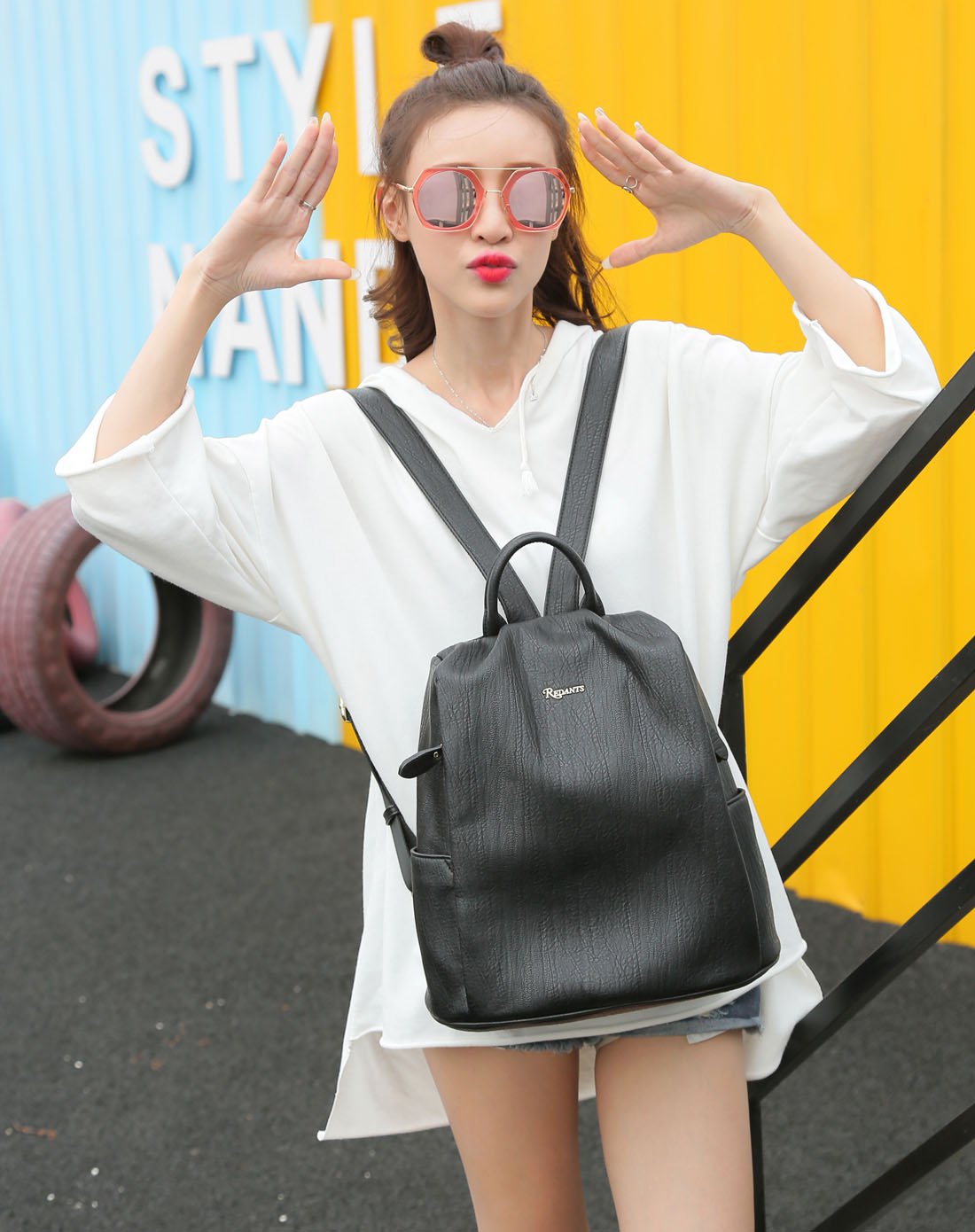 红蚂蚁redants 2017夏新款简约时尚大气女士双肩包basj31210039g_唯品