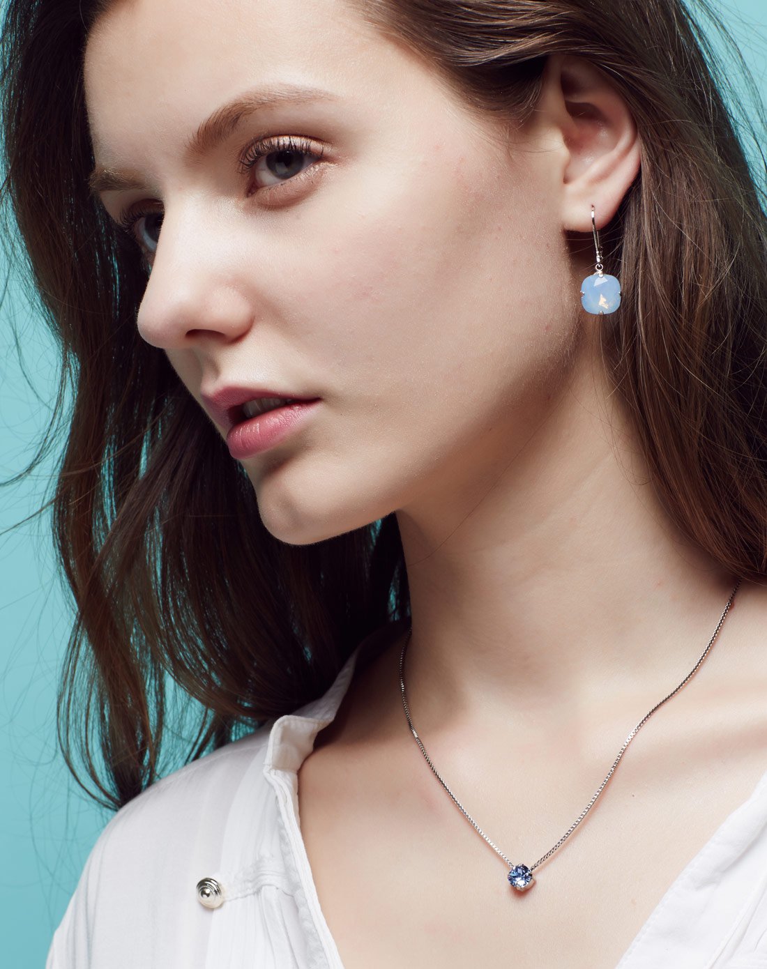 martine wester幻变蓝蛋白施华洛世奇耳饰