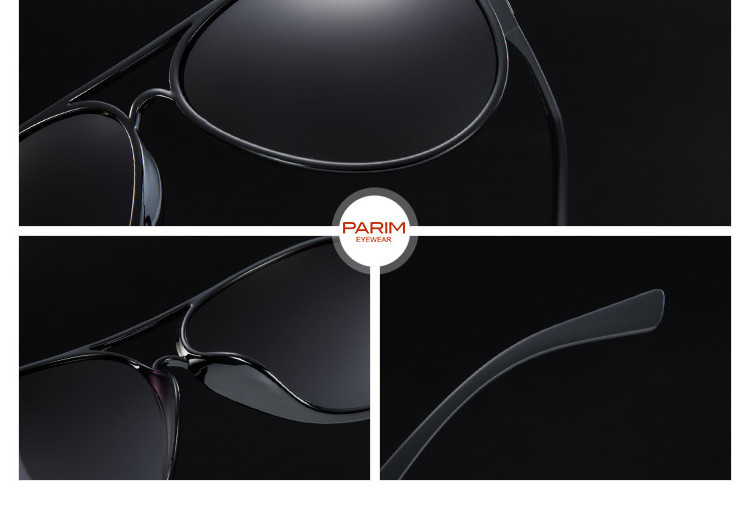 派丽蒙parim眼镜专场派丽蒙 双梁超轻多彩飞行员偏光镜黑色框1012b1