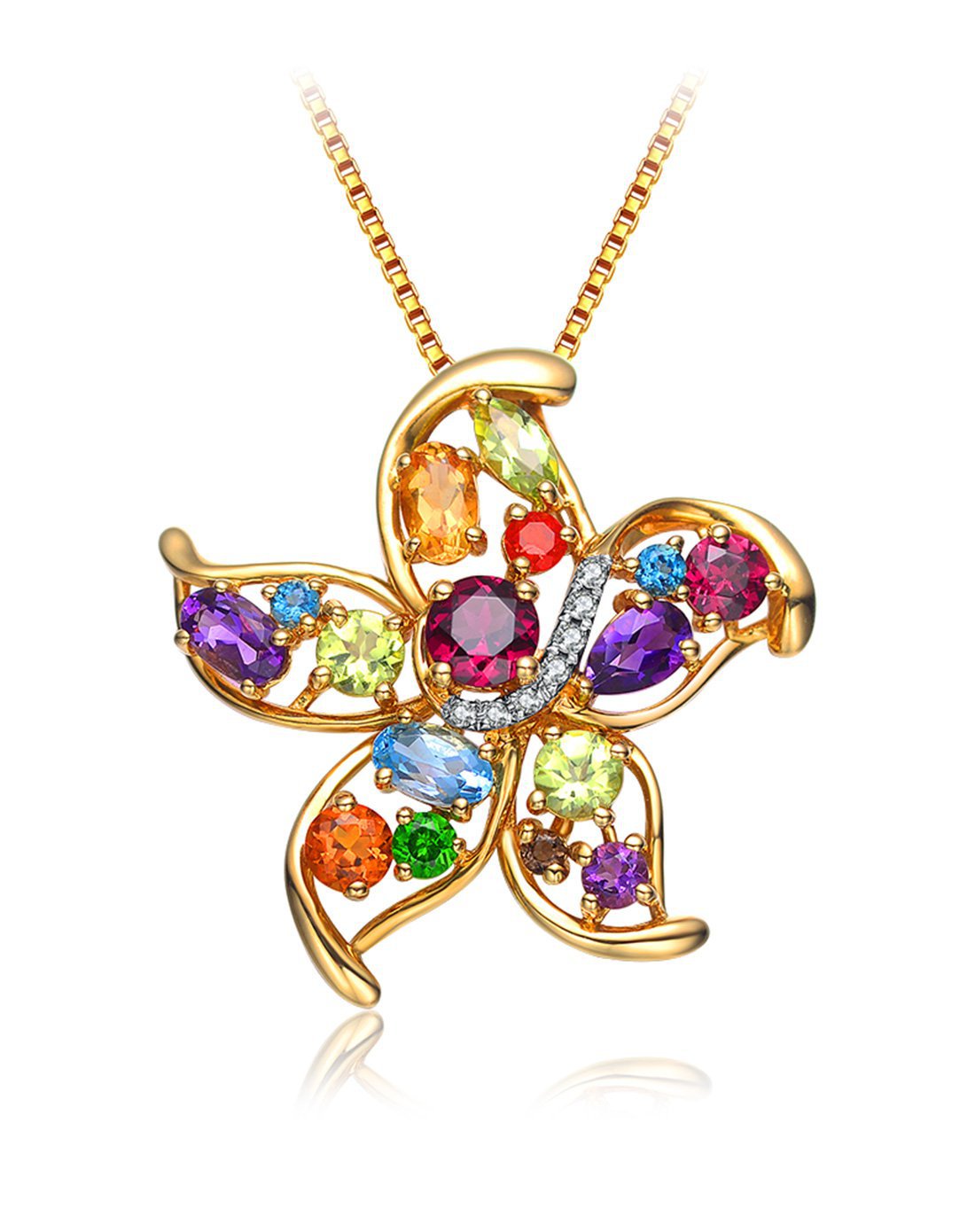 彩宝大师enzo珠宝专场enzo 晶石彩虹 18k黄金五色彩宝吊坠p11358cs04y