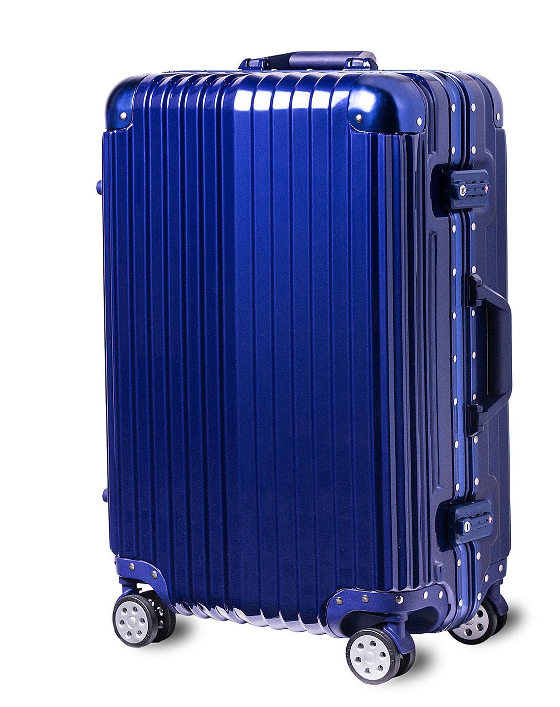 全配色防撞金属包角铝框拉杆箱20寸深蓝色