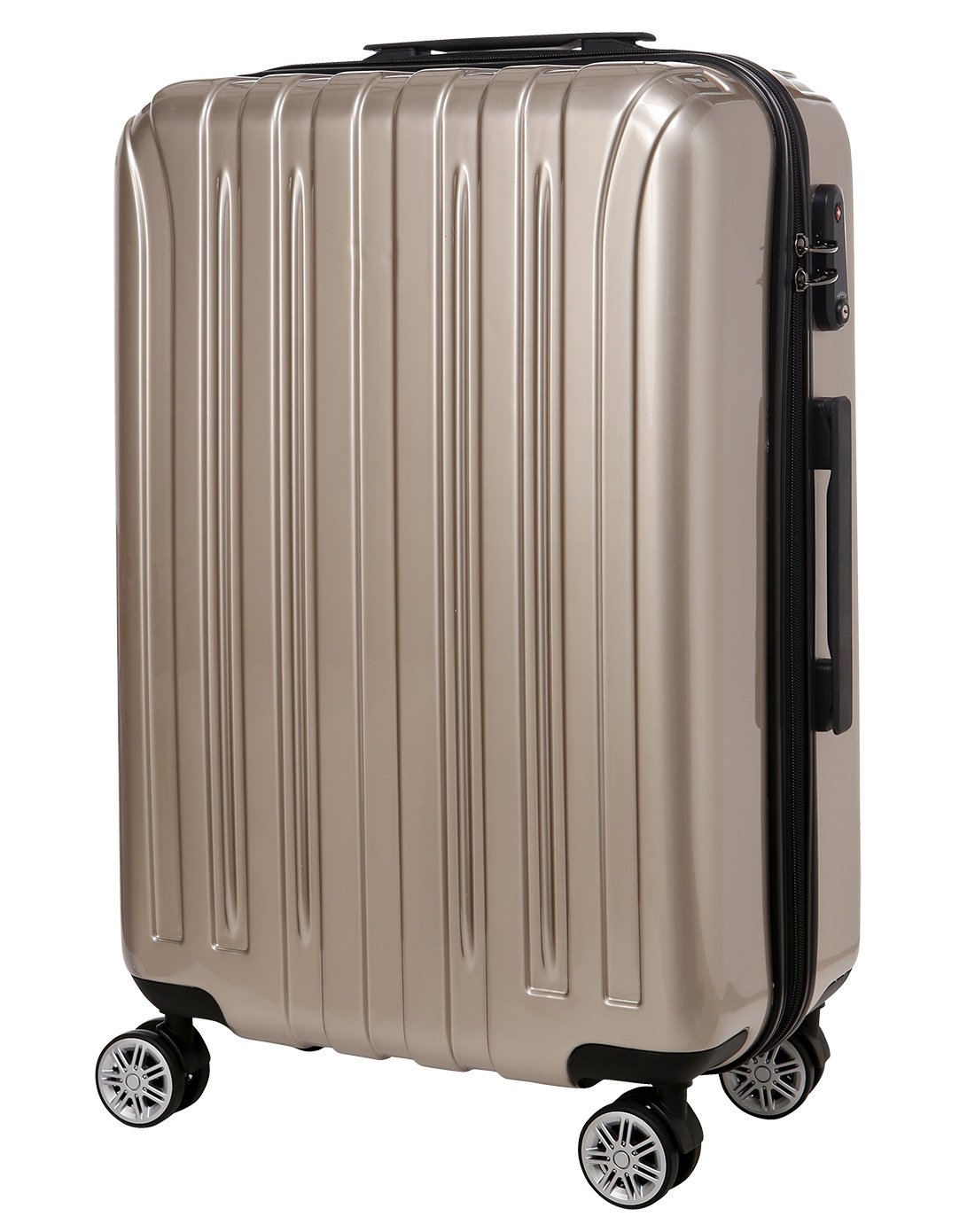 外置拉杆海关锁万向轮拉杆箱20寸香槟色